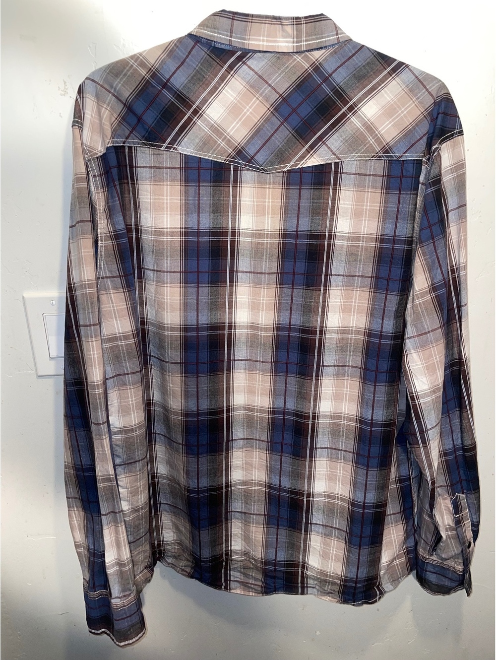 Eighty Eight Platinum XXL Men's Blue and Brown Plaid Button-Up Shirt Western - Picture 4 of 5